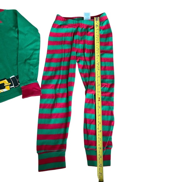 Festive Christmas Green and Red Elf Pajama two piece Set toddler size 4 unisex - Picture 5 of 8